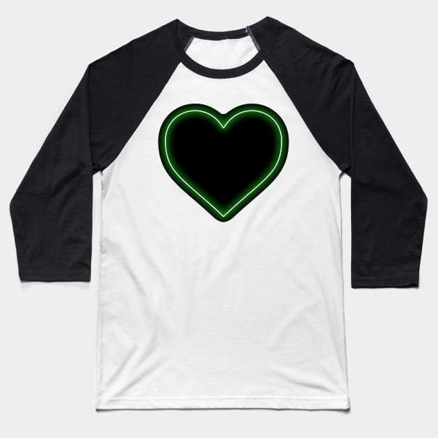 Green Neon Heart - Love Valentines Baseball T-Shirt by podartist